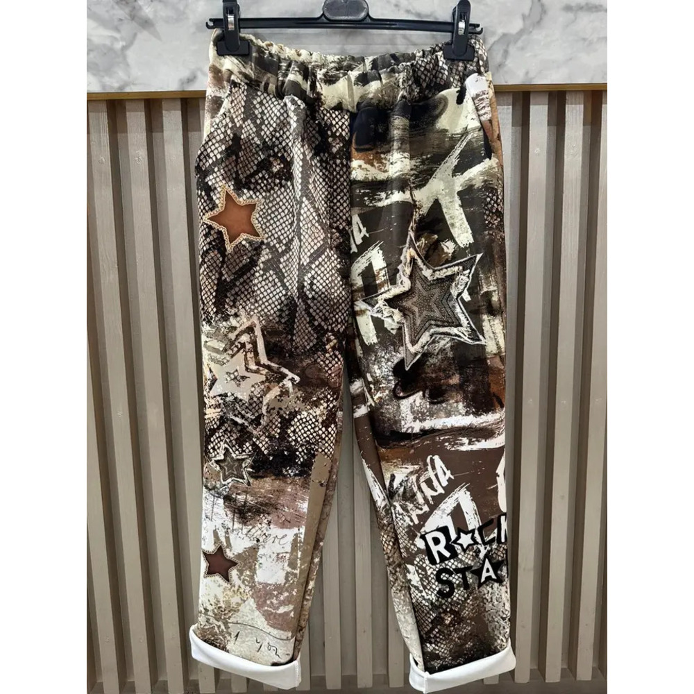 L504 Loowie Brown Snake Print Rockstar Sweatpants One Size
